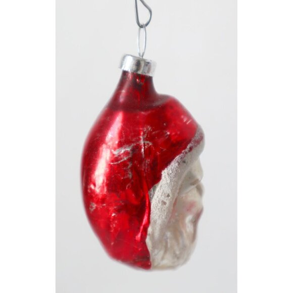 Vintage Mercury Glass Santa Christmas Tree Ornament 1940s - Picture 2 of 6